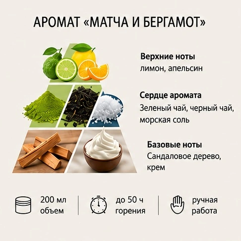 Пирамида ароматов Матча и Бергамот
